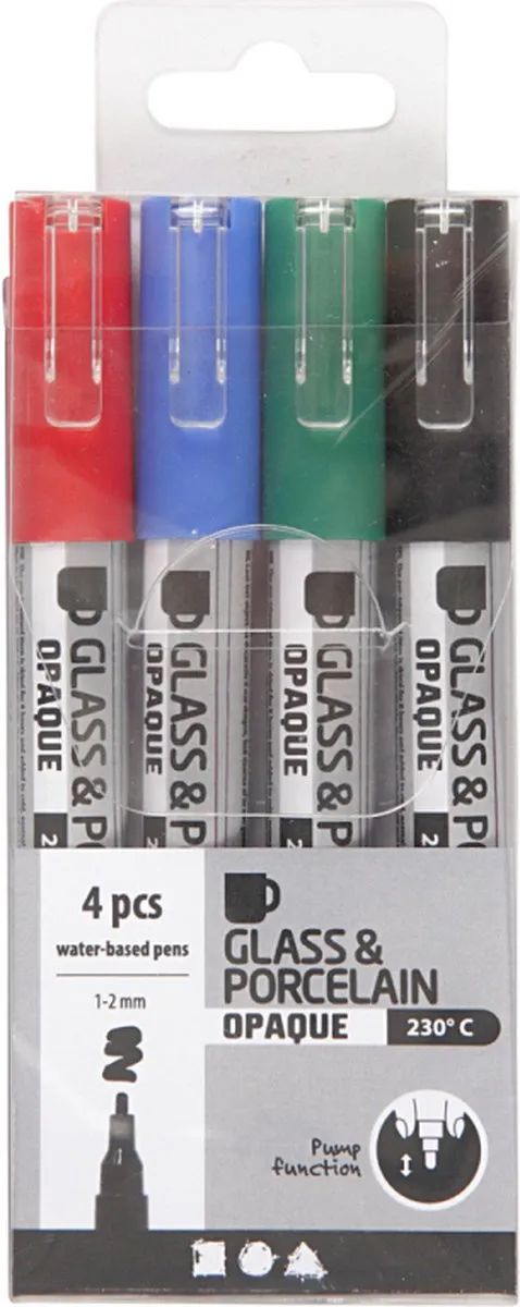 Creativ Company Glas- en Porseleinstift Dekkend Set - 4 Stuks