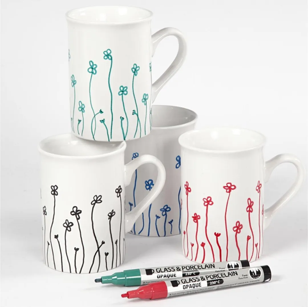 Creativ Company Glas- en Porseleinstift Dekkend Set - 4 Stuks
