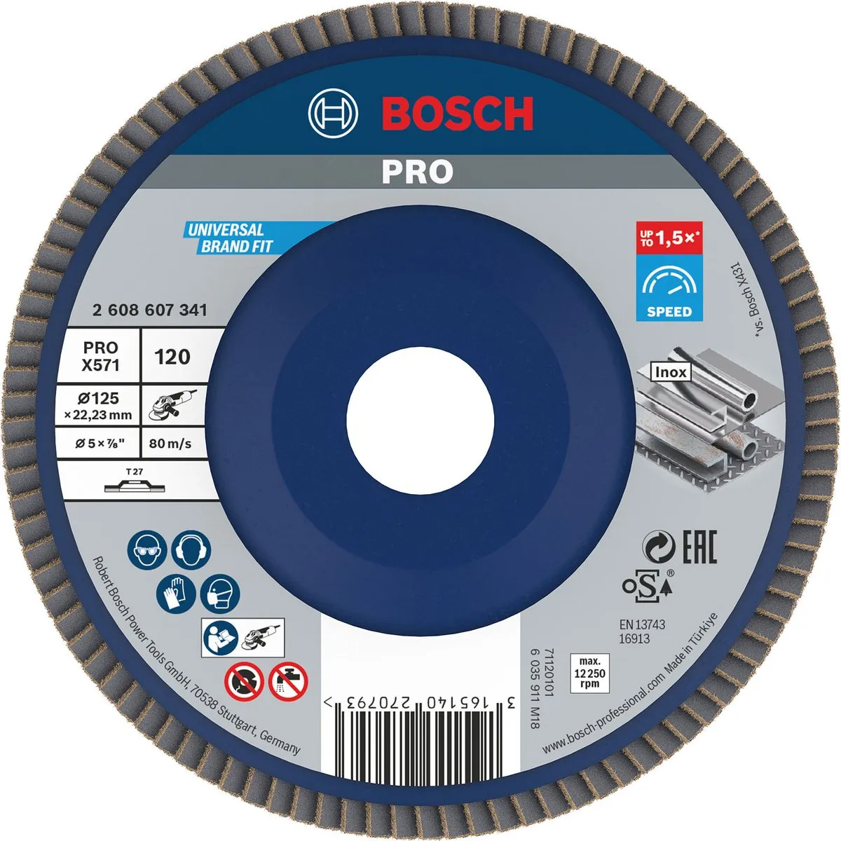Bosch Lamellenschuurschijf 125mm 120 - 22,23mm - 1 Stuk