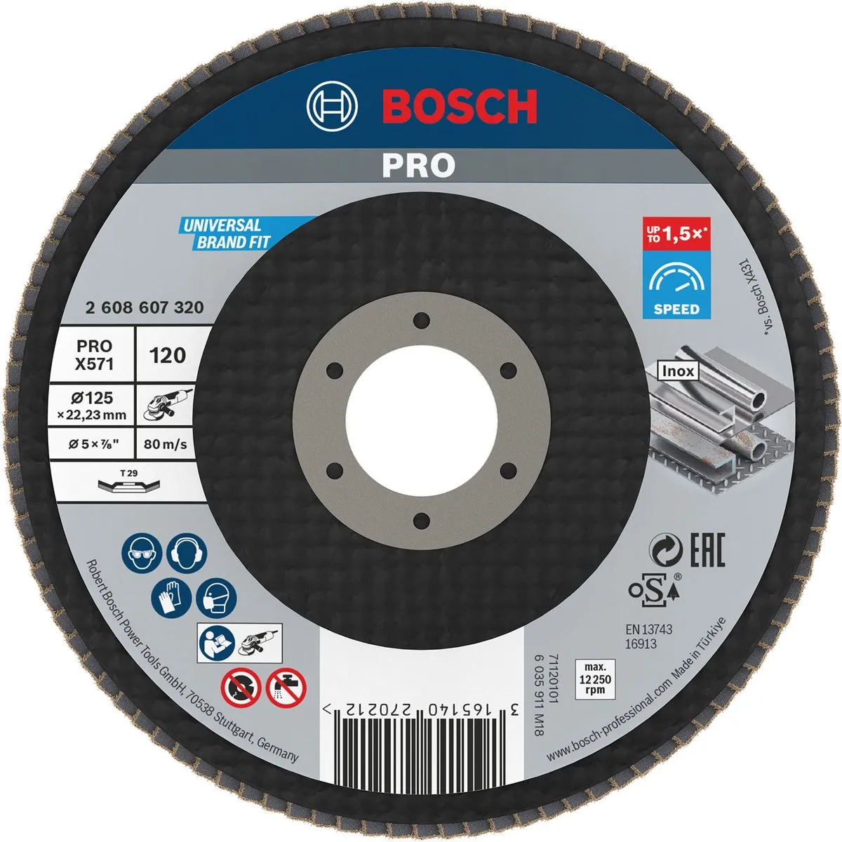 Bosch Lamellenschuurschijf 125mm 120 - 22,23mm - 1 Stuk