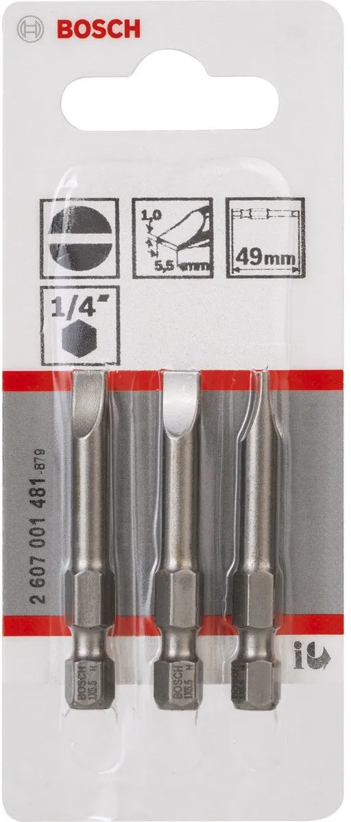 Bosch Bit Extra-hard S 1,0x5,5 - 3 Stuks