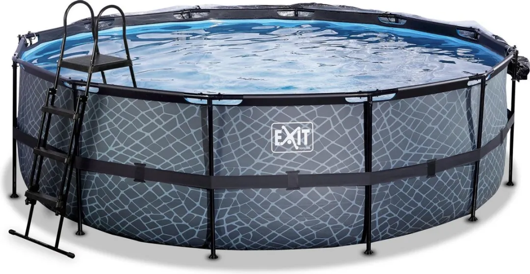 EXIT Stone Zwembad 470cm Grijs - met Zandfilterpomp & Overkapping