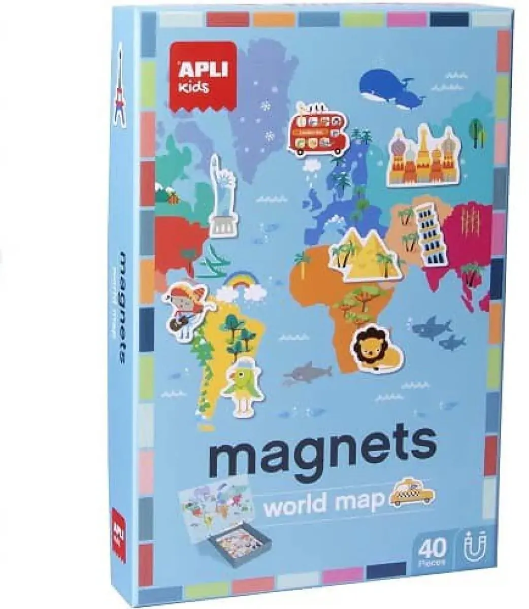 Apli Kids Wereldkaart Magneetspel 40 Magneten