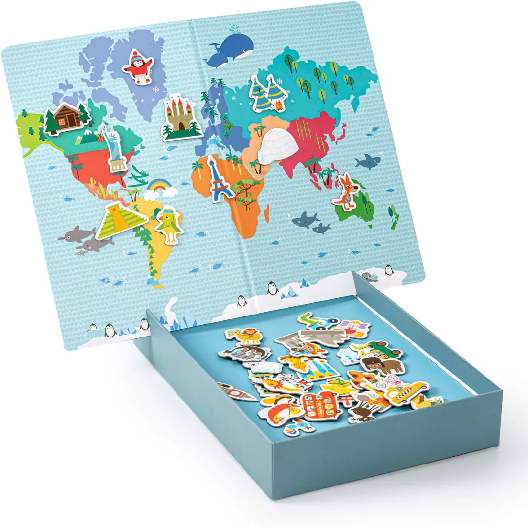 Apli Kids Wereldkaart Magneetspel 40 Magneten - Multicolor