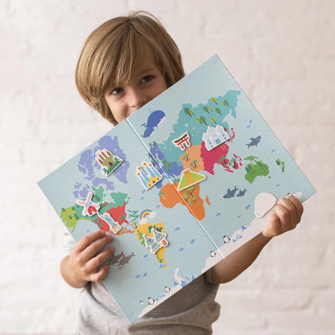 Apli Kids Wereldkaart Magneetspel 40 Magneten - Multicolor
