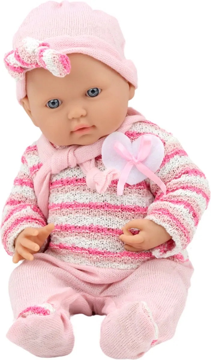 Lean Toys Levensechte Babypop - Roze kleding - 39x18x10.5cm