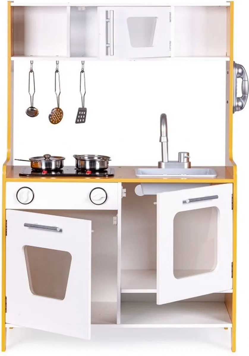 ECOTOYS Kinderkeuken Hout 60x30x90cm - Licht & Geluid Wit