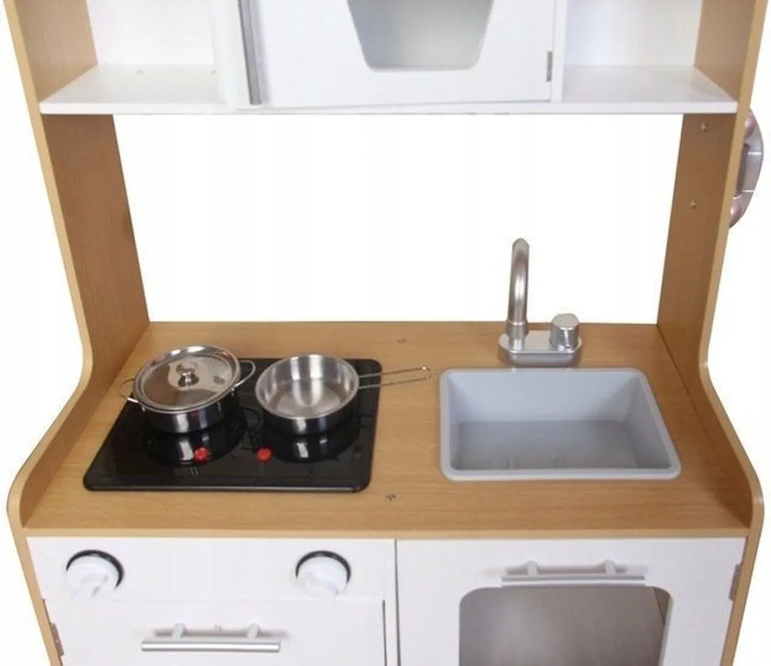 ECOTOYS Kinderkeuken Hout 60x30x90cm - Licht & Geluid Wit