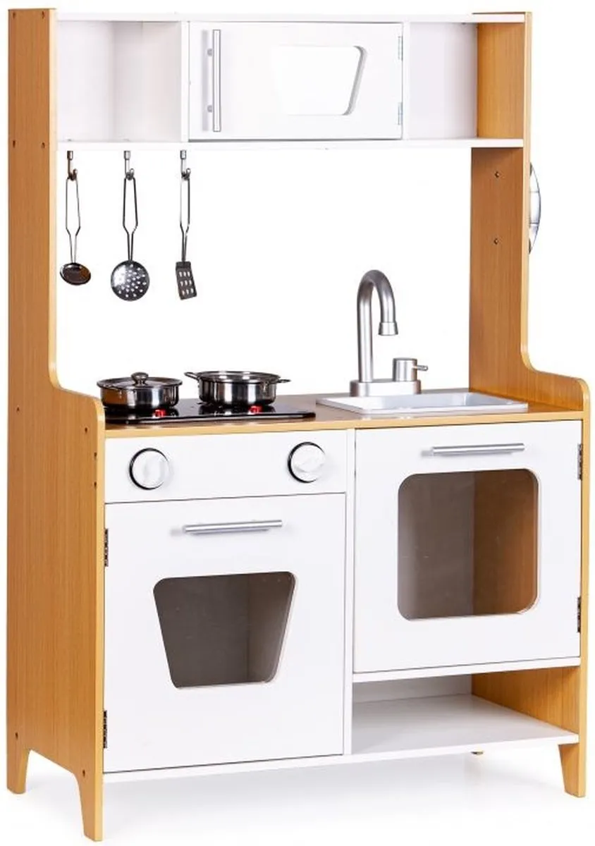 ECOTOYS Kinderkeuken Hout 60x30x90cm - Licht & Geluid Wit