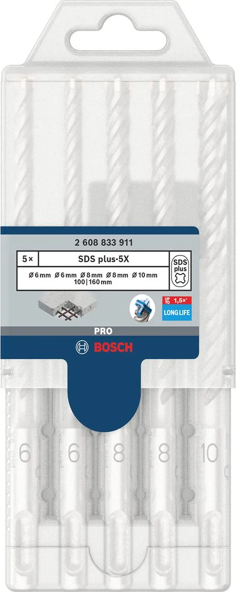 Bosch SDS-Plus-5 Hamerboren Set 5-delig - 5,0/6,0/8,0/10,0mm - afbeelding 6 van 6