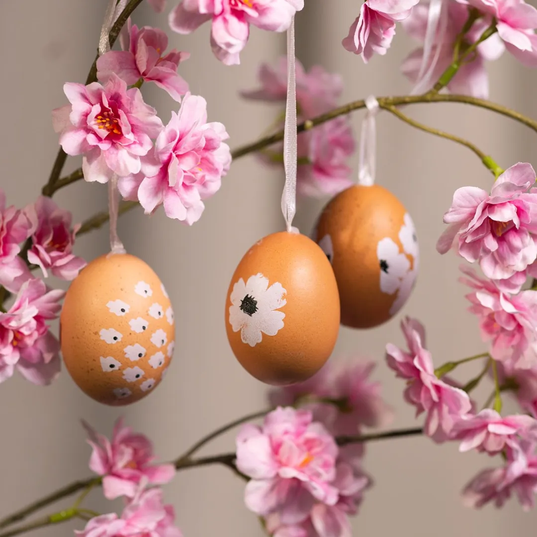 Hangende paasei-decoratie, lente, Pasen, echte kippeneieren, natuurlij