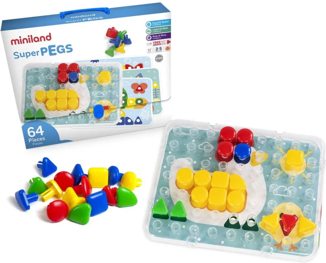 Miniland Mozaïekspel Nagels Multicolor - 32 Stuks