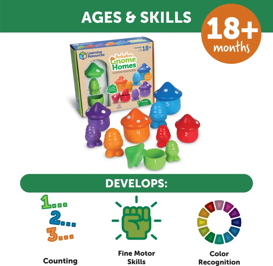 Learning Resources Peekaboo Gnome Homes 950LER3608 - Multicolor