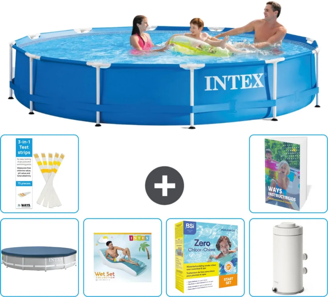 Intex 28210NP-Blauw Rond Frame Zwembad 366x76cm
