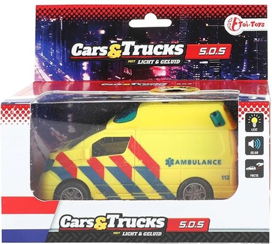 Toi-Toys Cars & Trucks Frictie Ambulance 23743A - Geel