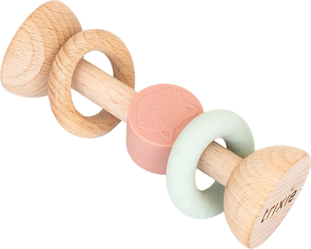 Trixie Houten Rollende Rammelaar Mrs. Cat - Roze