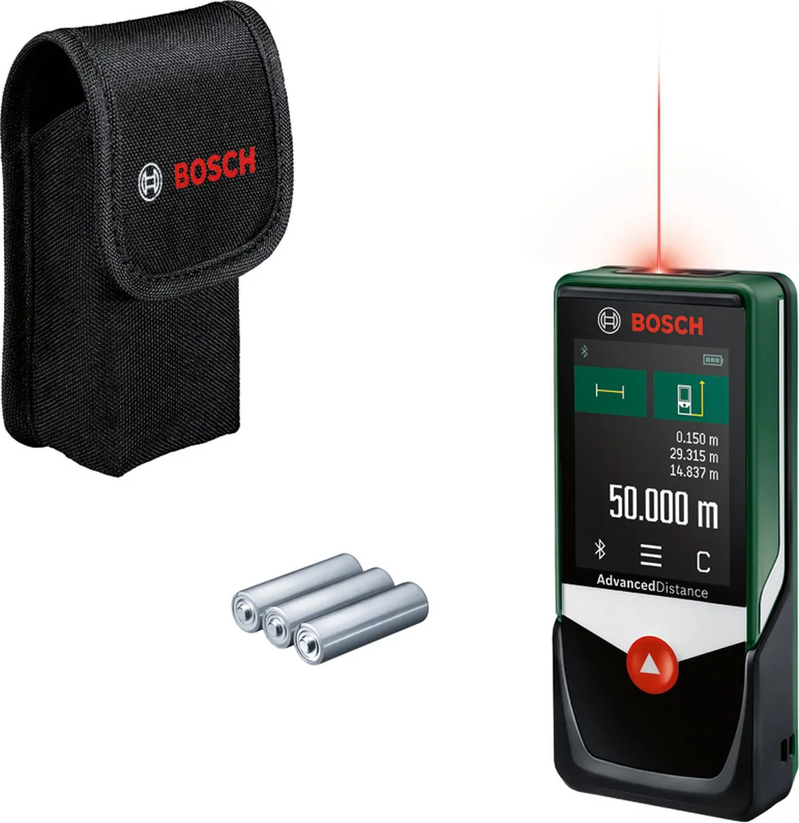 Bosch AdvancedDistance 50C Lasermeter - 3x AAA Batterijen - Rood