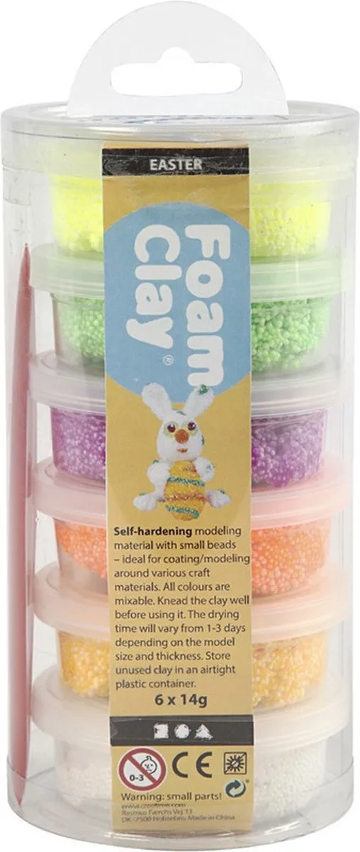 Creativ Company Foam Clay Klei - 6 Potjes - 14g - Multi
