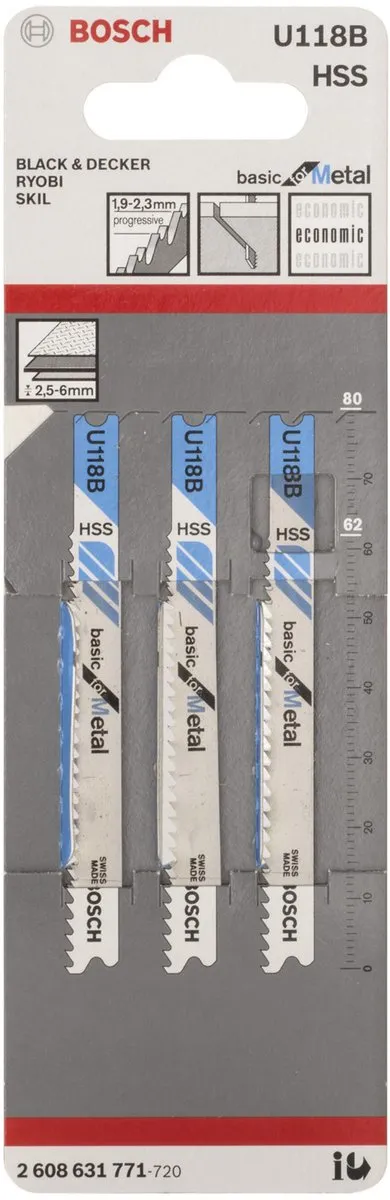 Bosch U 118 B Decoupeerzaagbladen Metaal - 3 Stuks