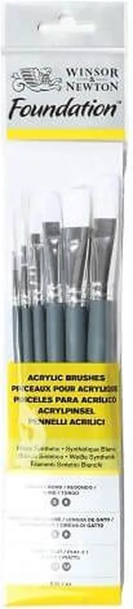 Winsor & Newton Foundation Acrylverf Penselen - 6 Stuks