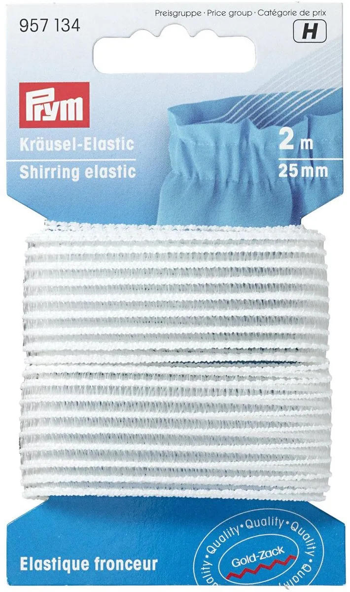 Prym Rimpelelastiek 25mm Wit - 2m