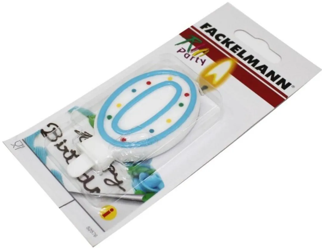 Fackelmann Verjaardagskaars Cijfer 0 - 9 Stuks - 4,5 cm - Geel/Wit