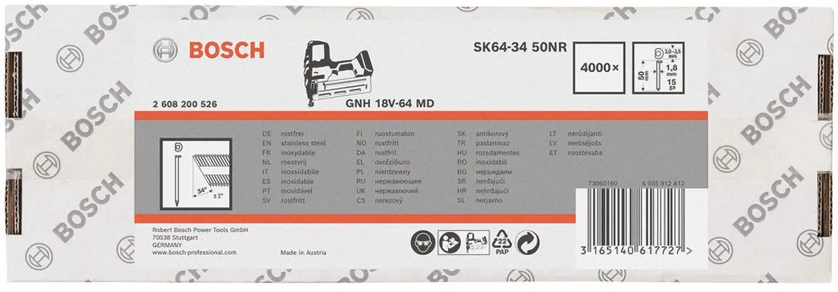 Bosch Nagel met verzonken kop GSK 64-34 - 50 Stuks