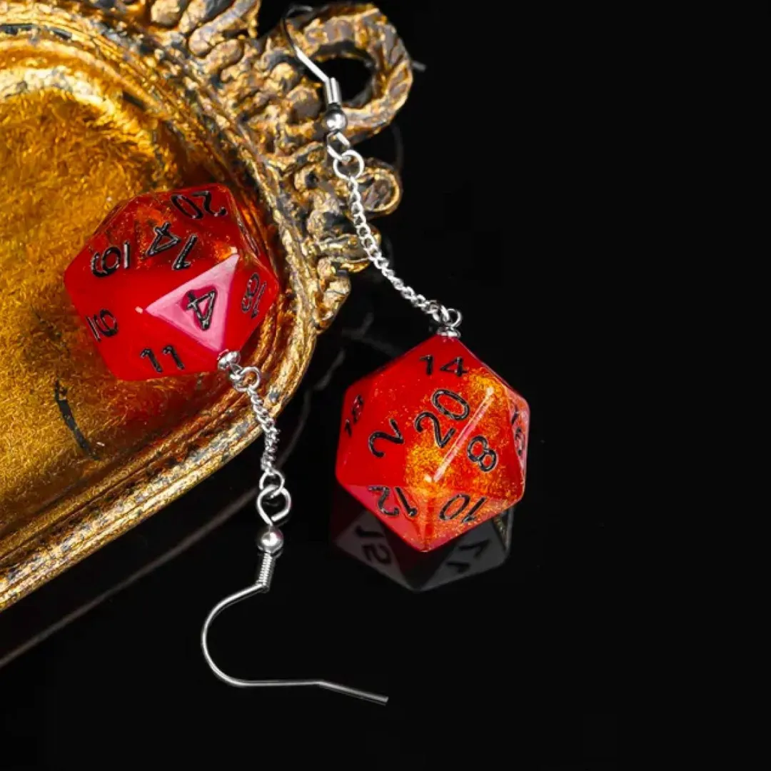 Lapi Toys DnD Oorbellen - Staal & Resin - Rood/Zwart