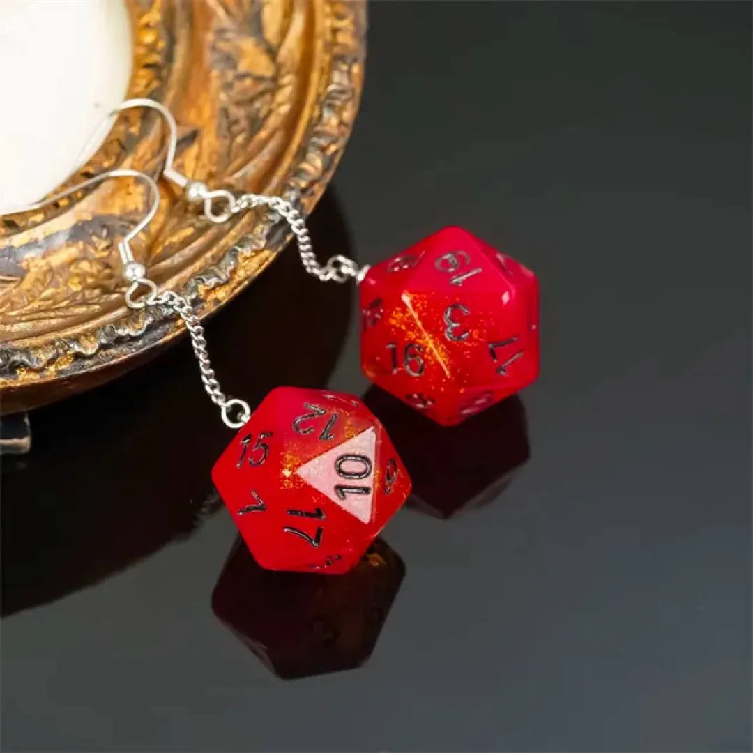 Lapi Toys DnD Oorbellen - Staal & Resin - Rood/Zwart