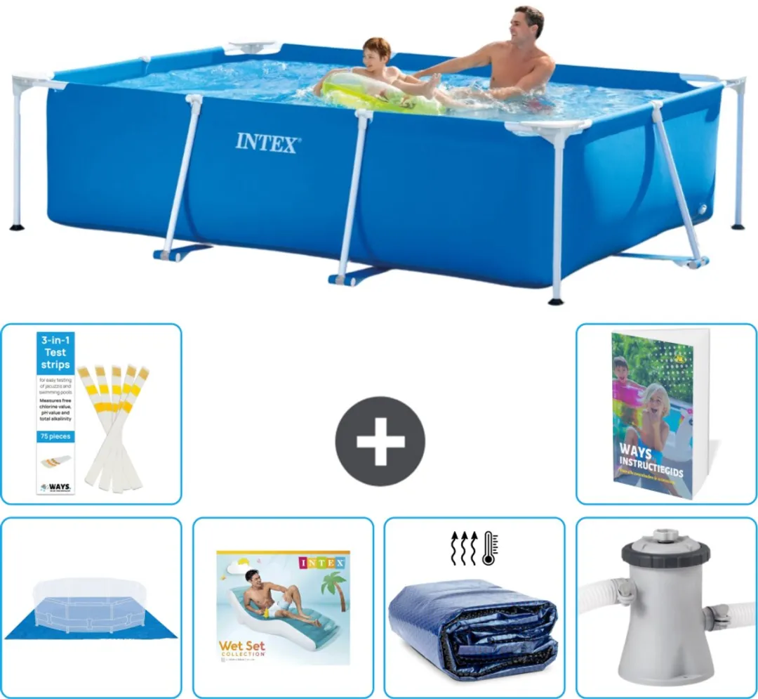 Intex Rechthoekig Frame Zwembad 260x160cm Blauw