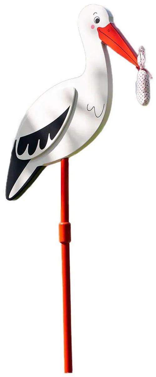 Goki Ooievaar met Babydoekje Tuinfiguur 100cm - Wit/Zwart