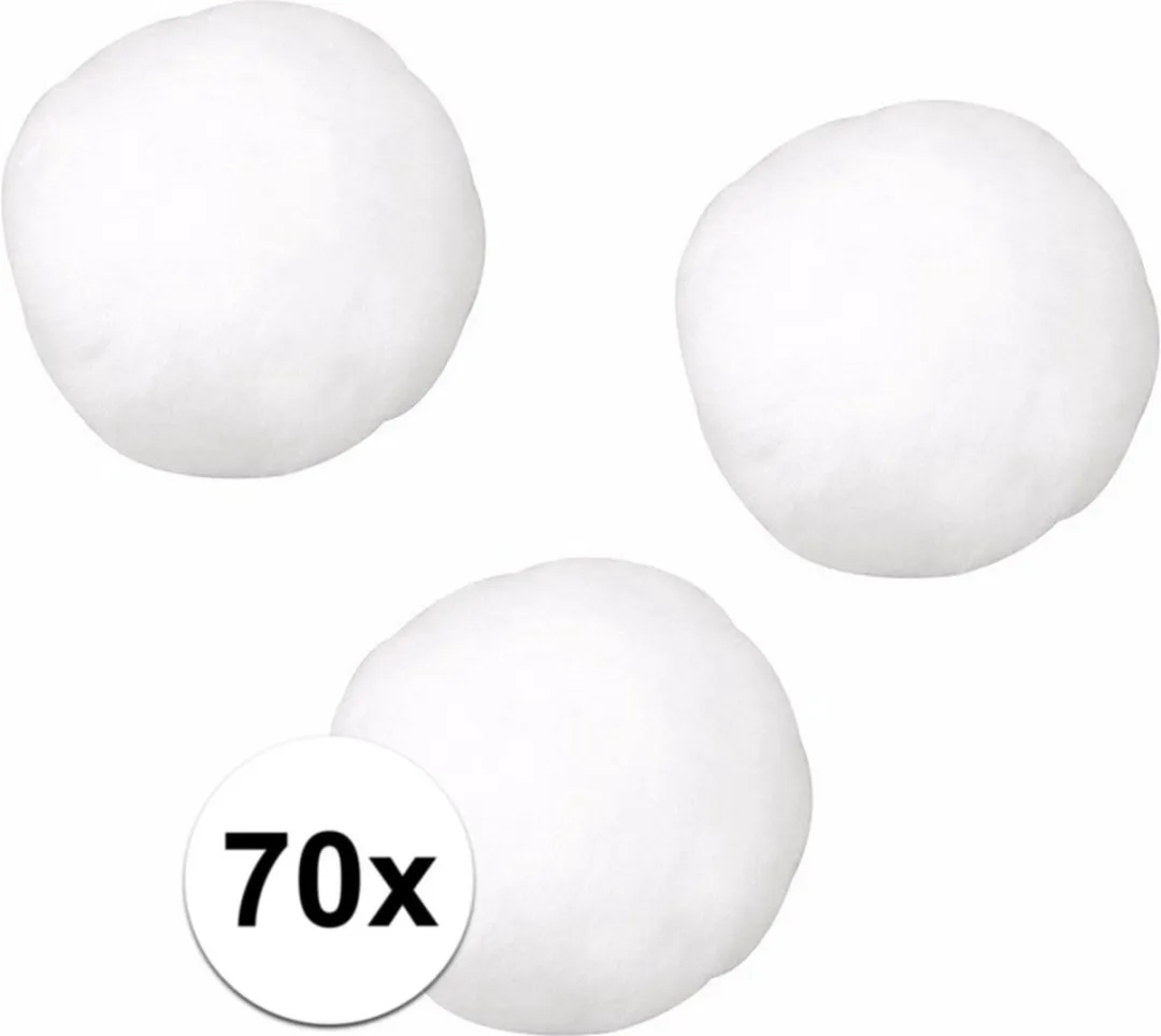 Rayher Knutsel Pompons 70 Stuks - Ø7mm - Wit
