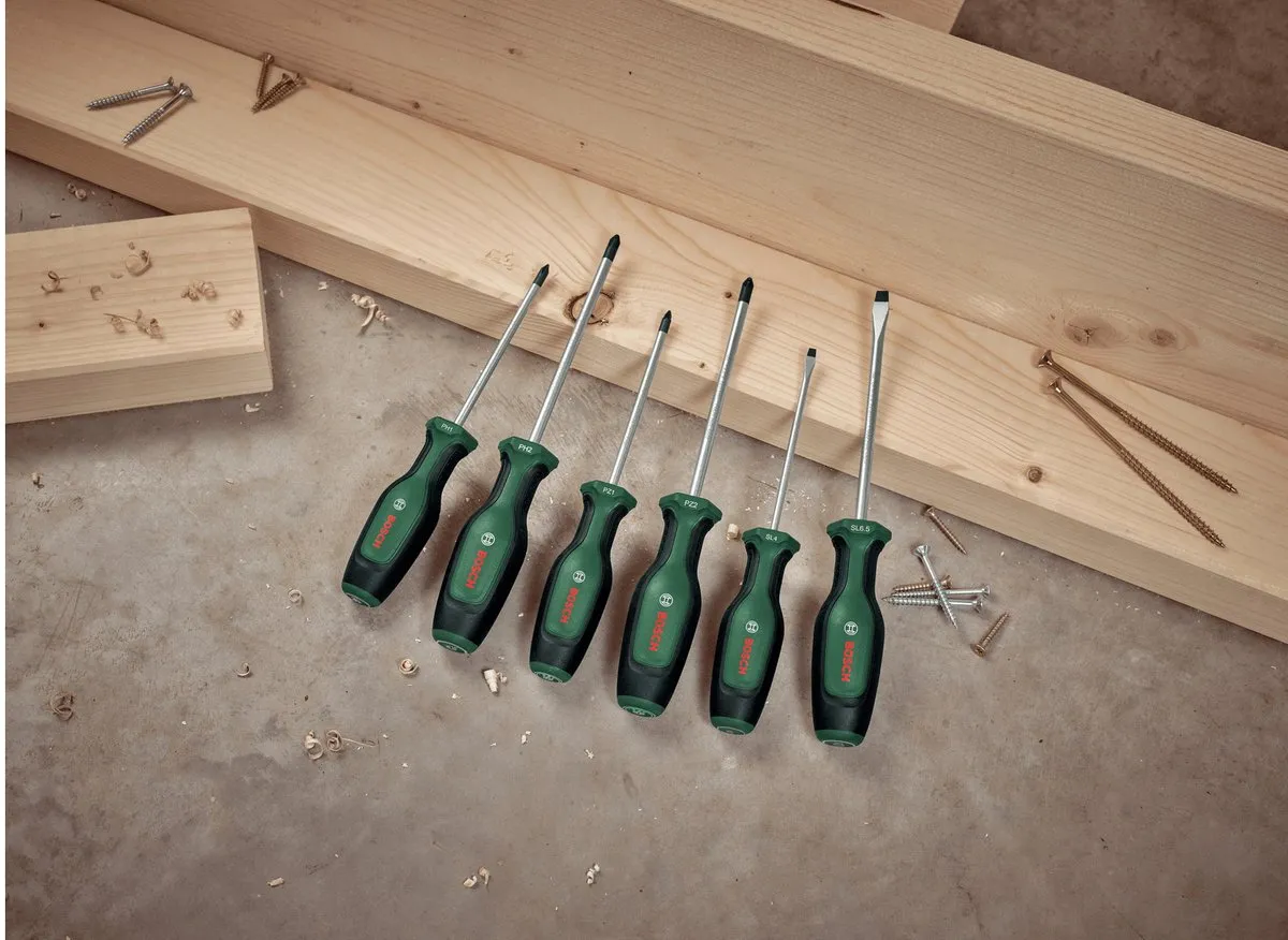 Bosch Schroevendraaierset 6-delig PH1/PH2/PZ1/PZ2/SL4/SL6.5 - 6 Stuks