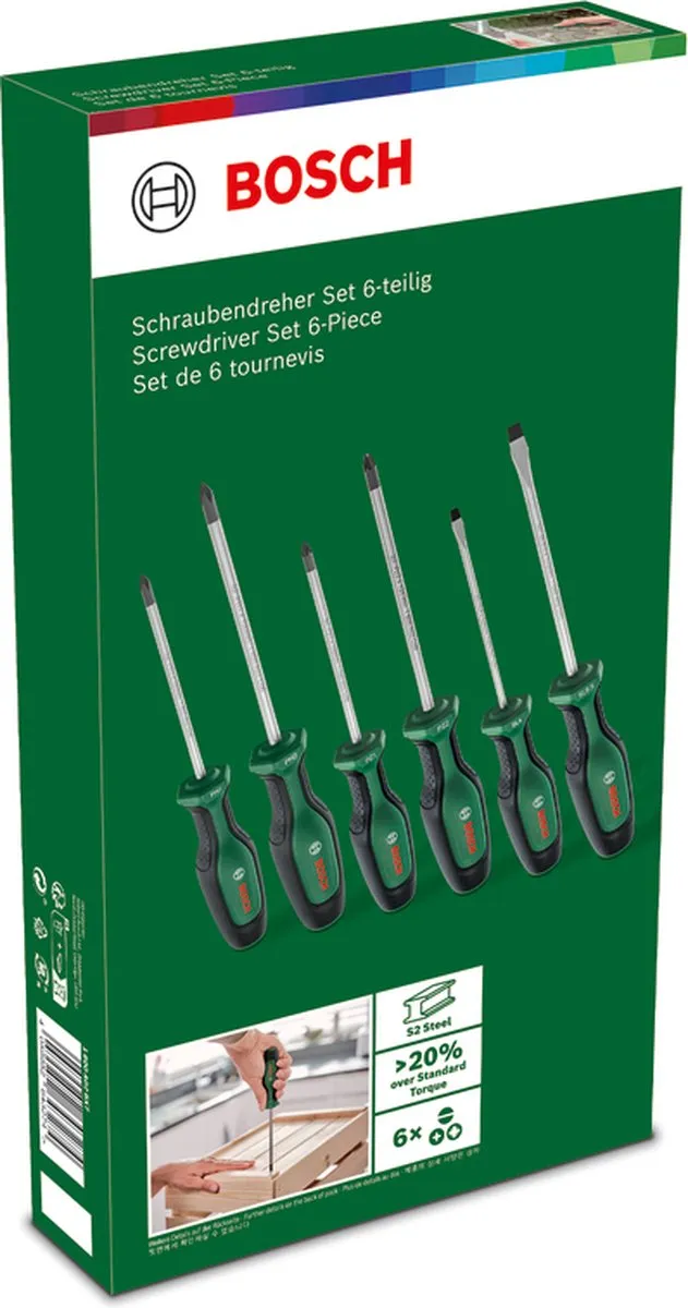 Bosch Schroevendraaierset 6-delig PH1/PH2/PZ1/PZ2/SL4/SL6.5 - 6 Stuks - afbeelding 6 van 6