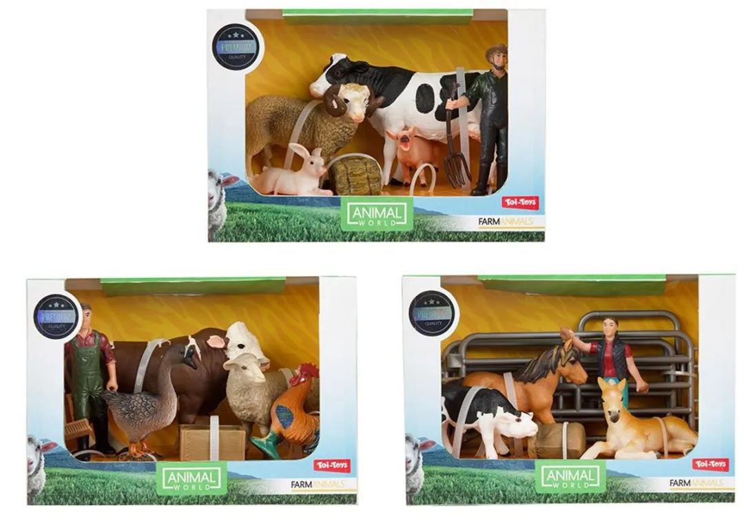 Toi-Toys Boerderijdieren Speelset - 3 Dieren + Boerin Divers