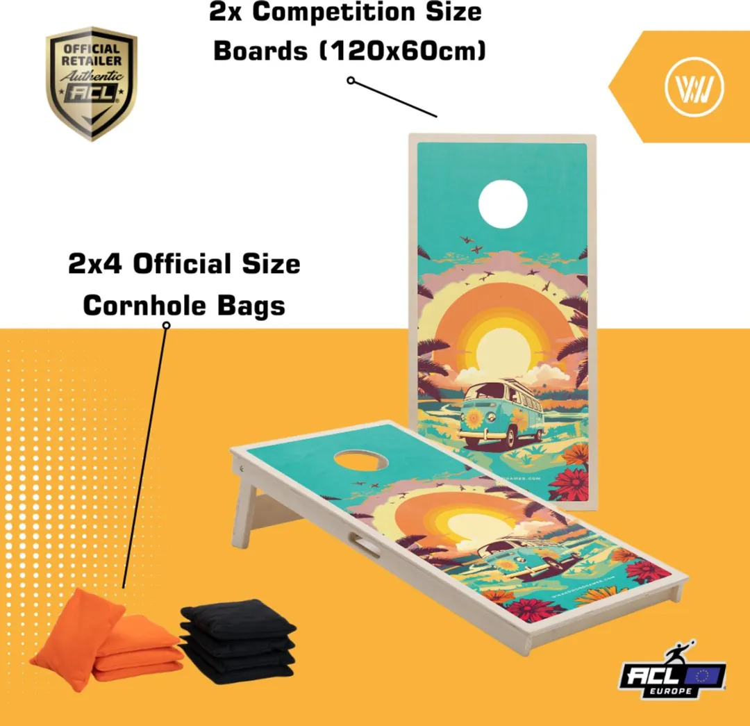 Wicked Wood Games Cornhole Hippy Design 103080103 - 120x60cm - 2 Bordjes + 8 Zakjes