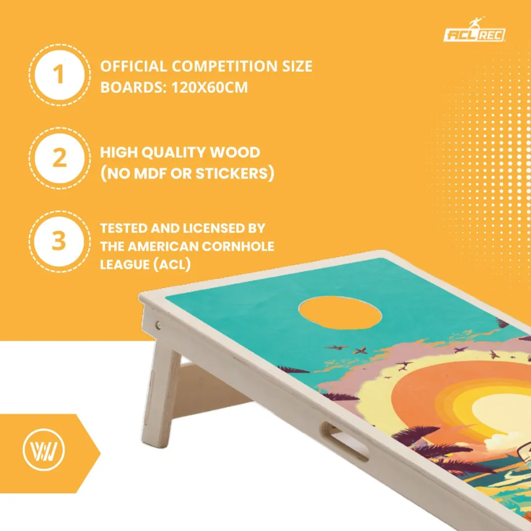 Wicked Wood Games Cornhole Hippy Design 103080103 - 120x60cm - 2 Bordjes + 8 Zakjes
