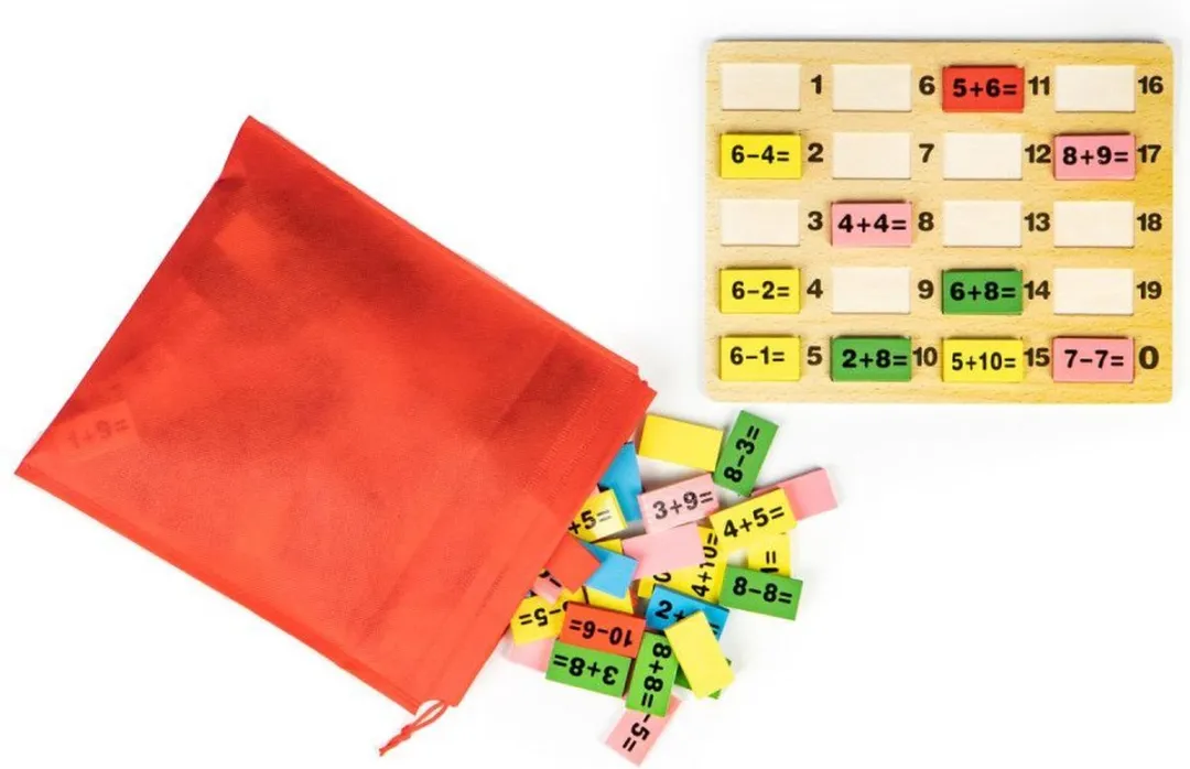 ECOTOYS Wiskundige Blokken Domino Set - Multikleur