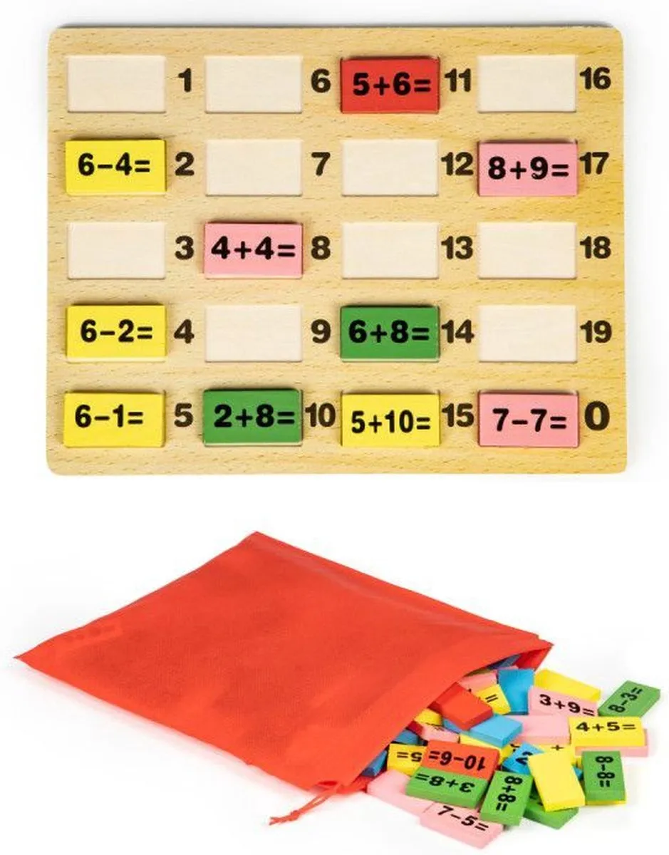 ECOTOYS Wiskundige Blokken Domino Set - Multikleur