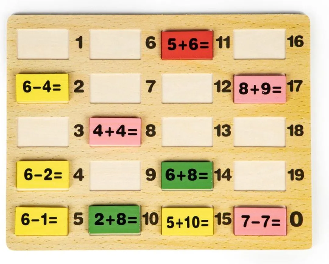 ECOTOYS Wiskundige Blokken Domino Set - Multikleur