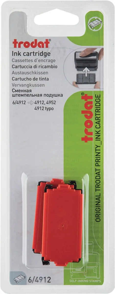 Trodat Printy 6/4912 Stempelkussen - 2 Stuks Rood