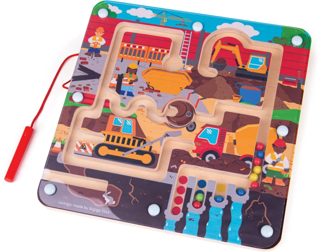 BIGJIGS Bouw Doolhof Puzzel Magnetisch Houten Speelgoed 34009