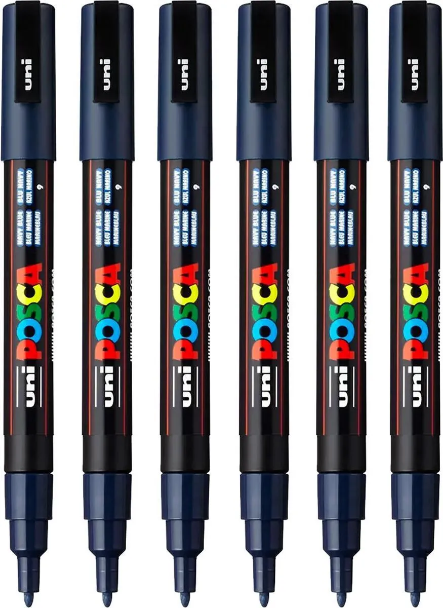 Posca PC-3M Fine Tip Verfstiften - Donkerblauw - 6 Stuks