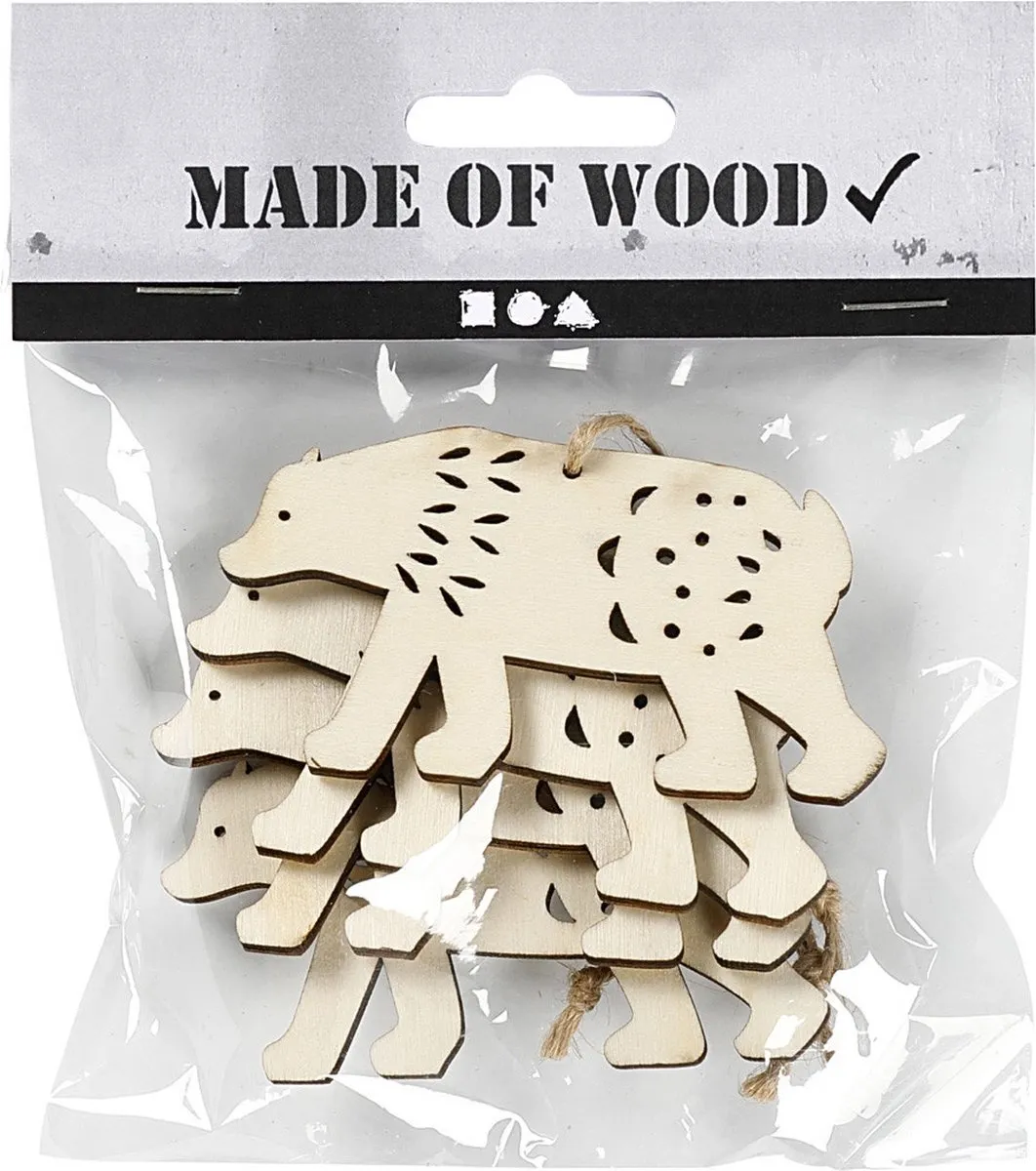 Creativ Company Creotime Houten IJsbeer 4,5cm - 4 Stuks