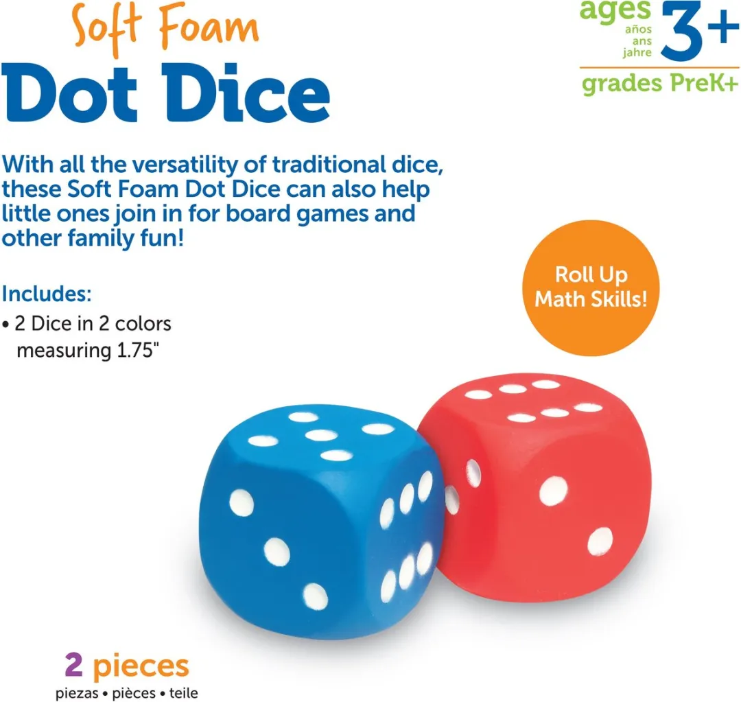 Learning Resources Foam Dobbelstenen Set 2 Stuks - Multicolor