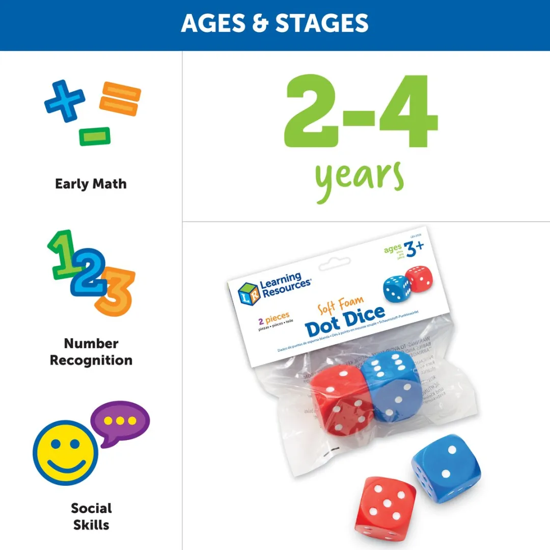 Learning Resources Foam Dobbelstenen Set 2 Stuks - Multicolor
