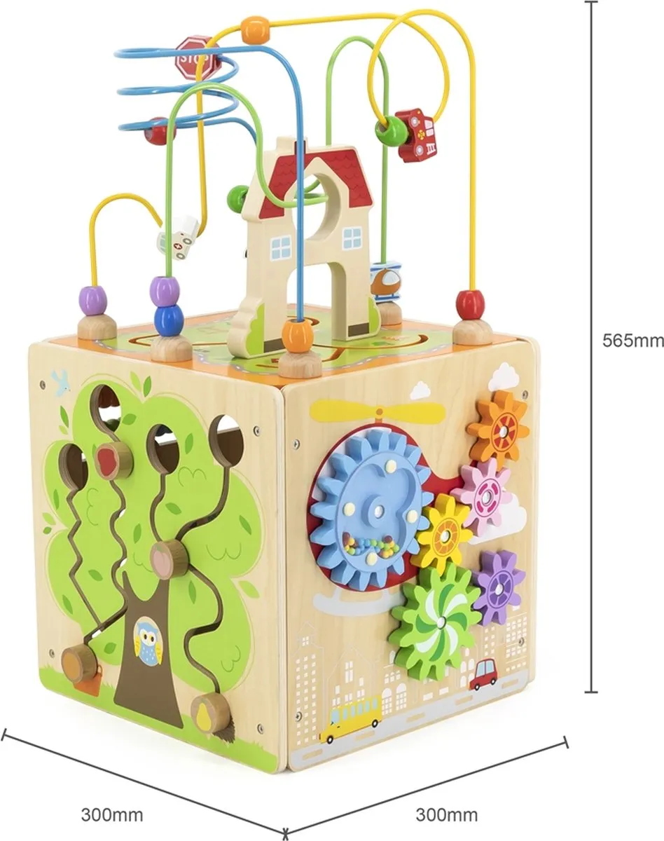 Vigatoys Speelkubus met Kralenframe - Groot - Multicolor