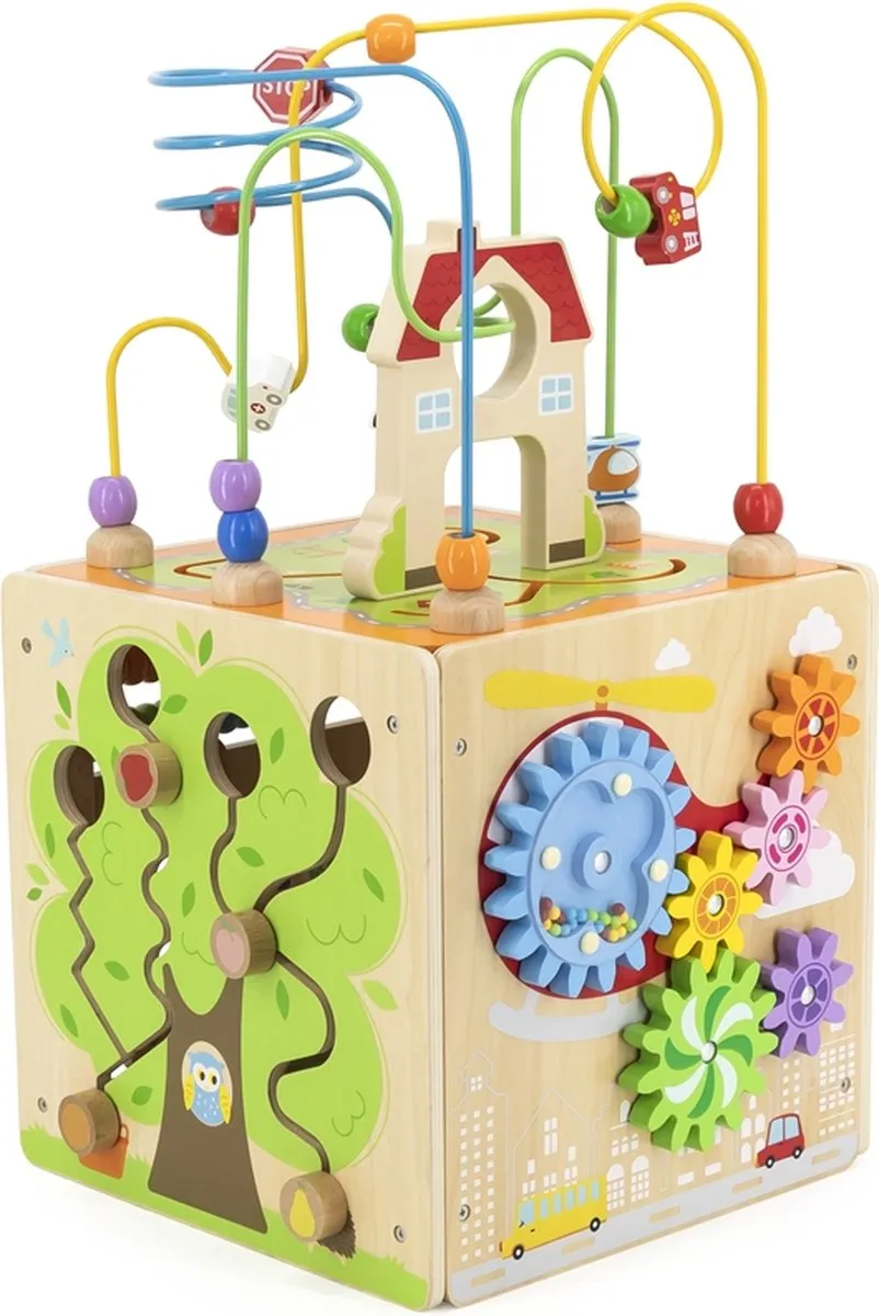 Vigatoys Speelkubus met Kralenframe - Groot - Multicolor