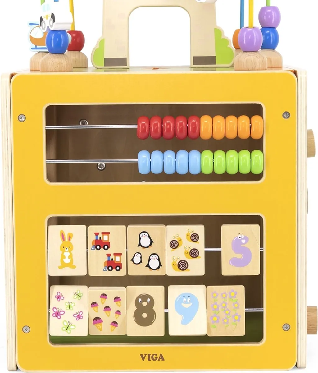 Vigatoys Speelkubus met Kralenframe - Groot - Multicolor