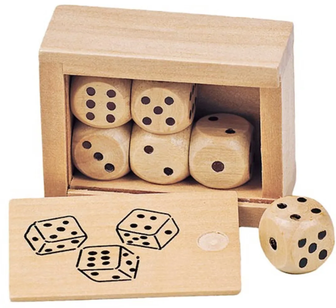 Goki Houten Dobbelstenen - 6 Stuks Multicolor